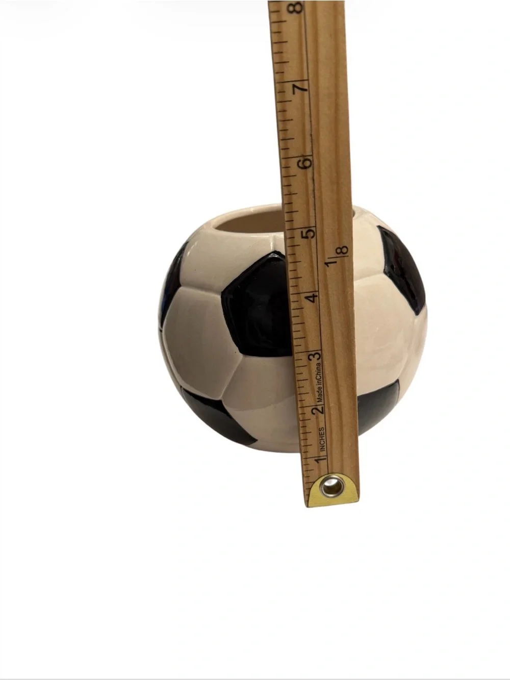 Soccer Ball Ceramic Planter - Black and White